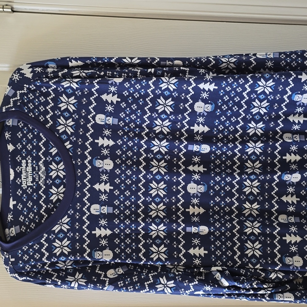 JAMMIES FOR FAMILIES MEN'S BIG & TALL BLUE & WHITE HOLIDAY PAJAMAS SET SIZE 3XLT
